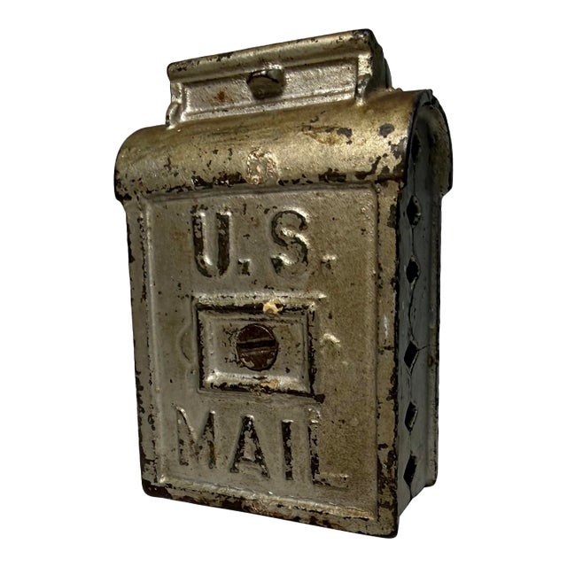 Rare Antique 1920's a.c. Williams Cast Iron Us Mail Still Coin Dime Figural Bank For Sale