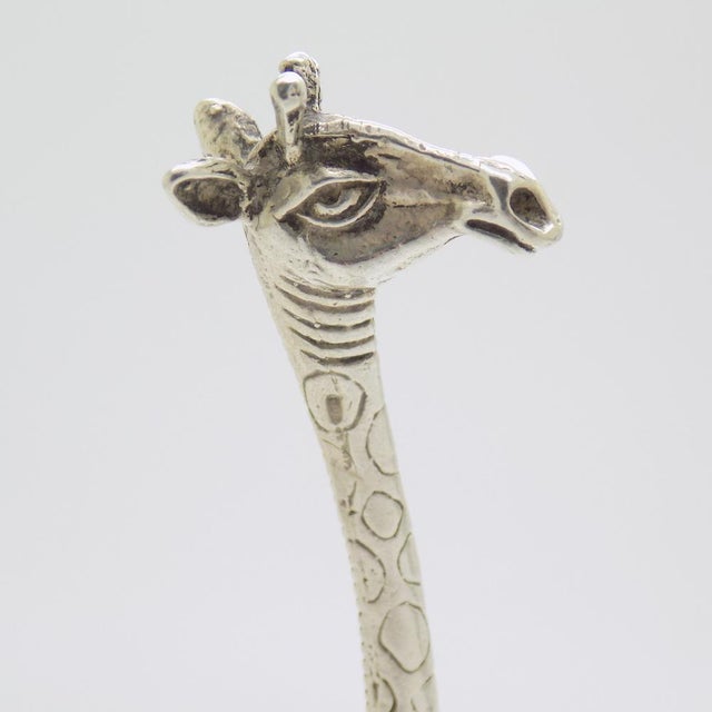 Vintage Italian Handmade Genuine Silver Giraffe Figurine, 1980s For Sale - Image 4 of 13