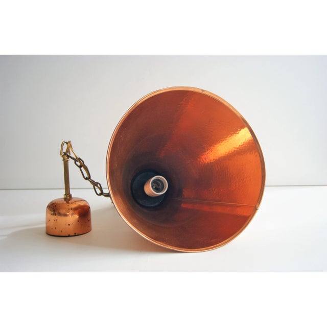Cone Shaped Pendant Lamp in Hammered Structured Copper, Denmark 1960s For Sale - Image 10 of 10