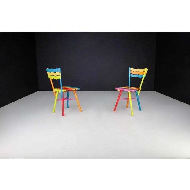 Mid-Century French Folk Art Painted Beechwood Chairs, France, 1960s, Set of 2 For Sale - Image 9 of 13