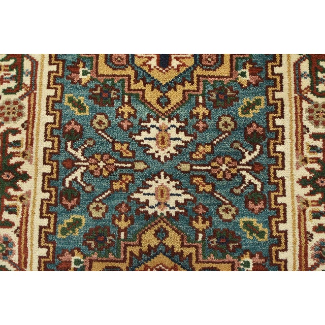 Blue Heriz Runner 2’6” X 7’9” Blue Wool Tribal Hand-Knotted Oriental Rug For Sale - Image 8 of 12