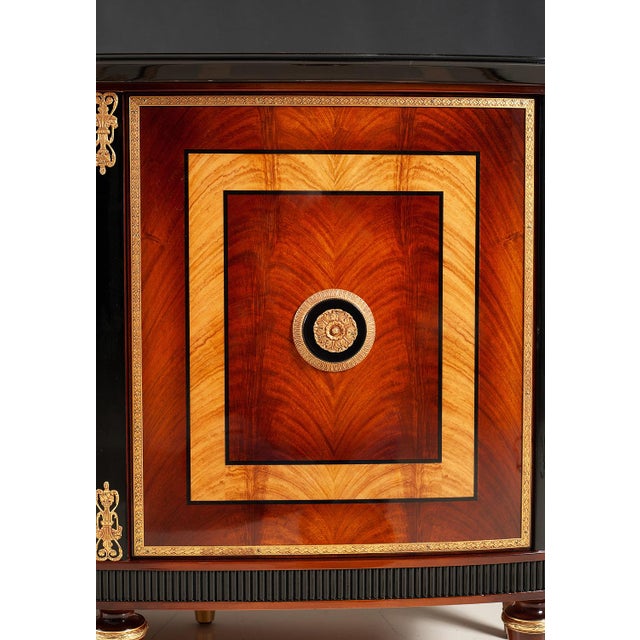 Rosewood and Oak Burl Sideboard With Black Lacquer Accents For Sale - Image 4 of 5