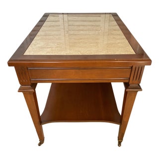 Mid 20th Century Mersman Marble Top Walnut End Tables For Sale