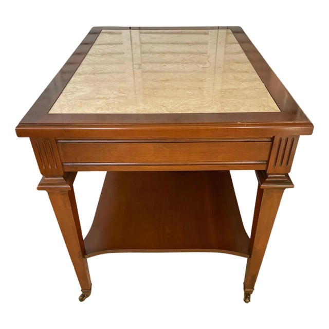 Mid 20th Century Mersman Marble Top Walnut End Tables For Sale