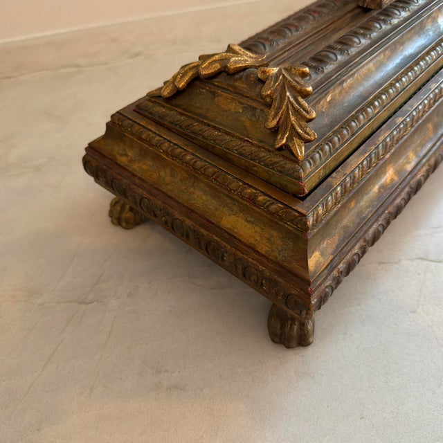 1990s Gilt Long Rectangular Wooden Rococo Style Decorative Box For Sale - Image 5 of 11