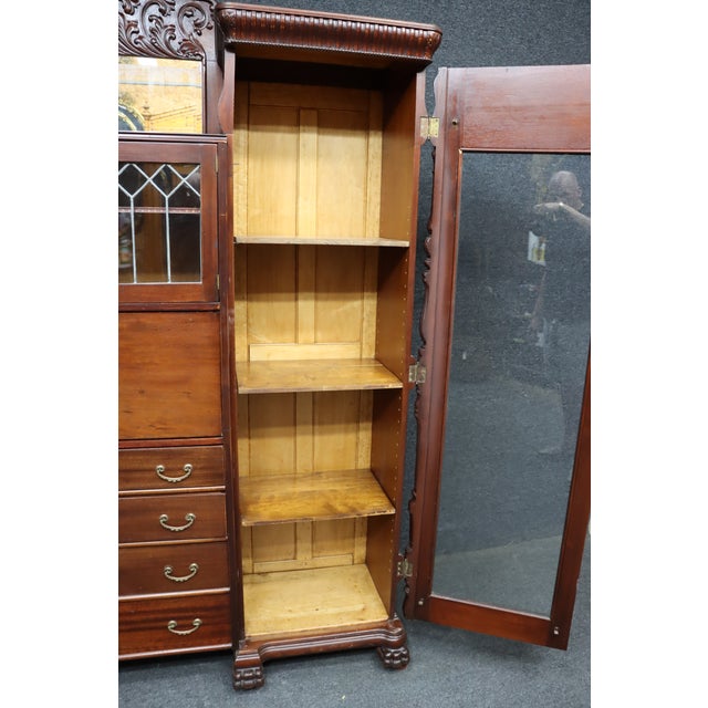 Attributed r.j. Horner Mahogany Breakfront Bookcase Secretary With Winged Griffin Carvings For Sale - Image 16 of 18
