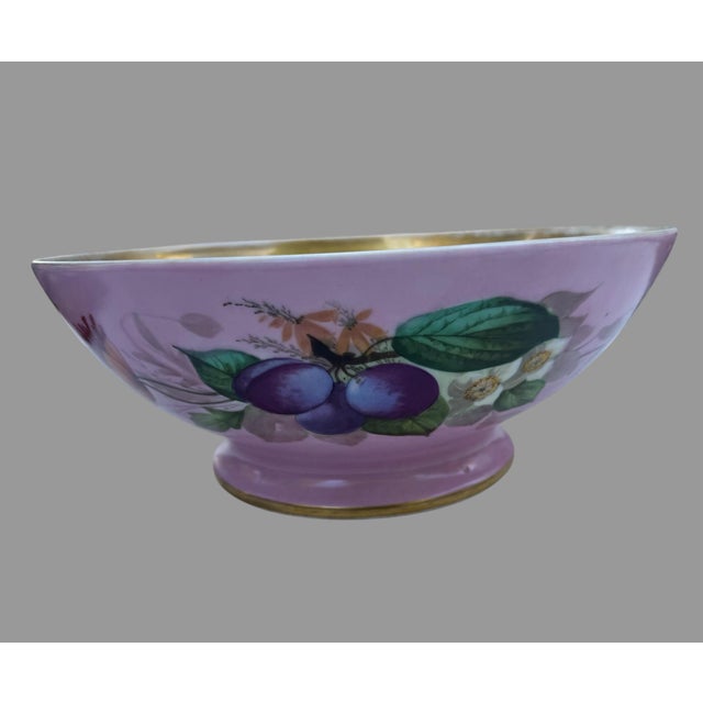 Antique Old Paris Porcelain 14.5” Punch Bowl Hand Painted Fruit Flowers Pink Gold Description Beautiful antique large...