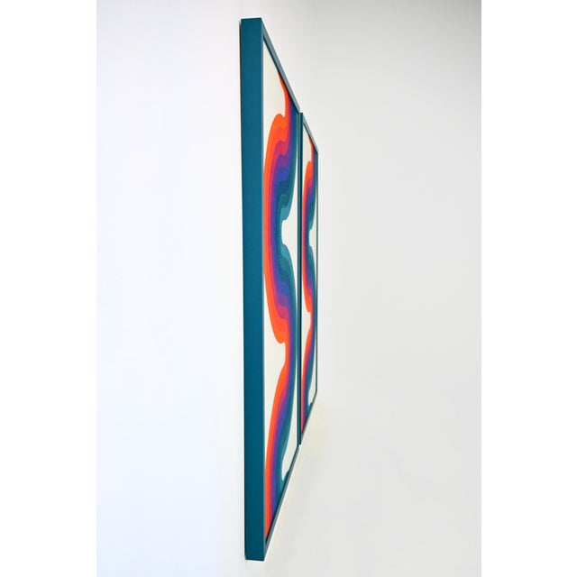 Verner Panton Style Paintings, Set of 2, 1970s, Fabric & Wood For Sale - Image 4 of 7