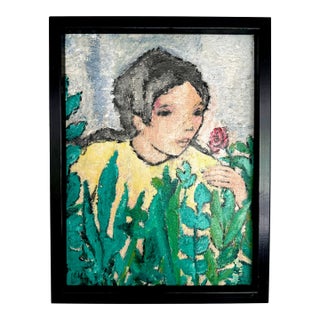 Mid-20th century Expressionist Oil Portrait, Framed - House of Else For Sale
