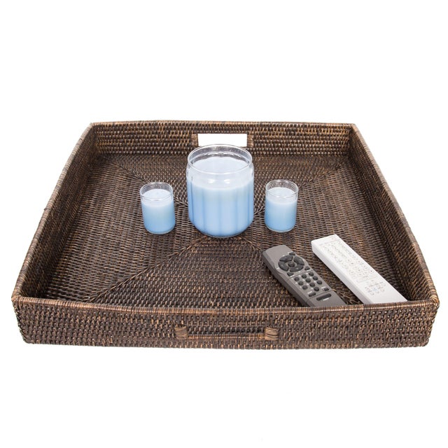 Artifacts Rattan Square Tray For Sale - Image 4 of 4