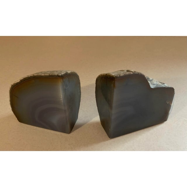 Vintage 1970s Smokey Blue Geode Bookends - a Pair For Sale - Image 4 of 7