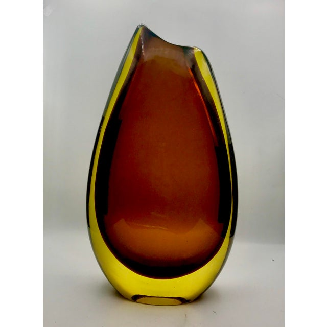 Flavio Poli for Seguso Vetri D’Arte Model 12431 Sommerso Teardrop Vase For Sale - Image 10 of 11