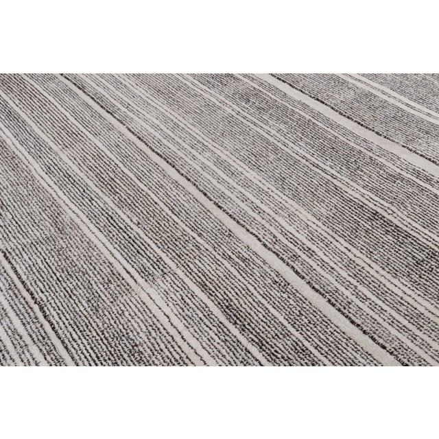 Rug & Kilim Rug & Kilim’s Contemporary Rug With White and Black Stripes and Gradation “Sky” For Sale - Image 4 of 7