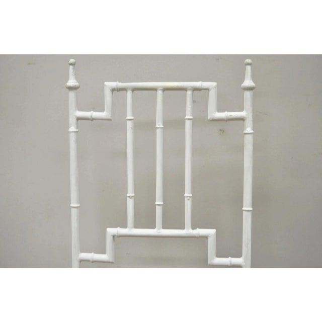 Hollywood Regency Vintage Italian Hollywood Regency White Faux Bamboo Metal Accent Side Chair Pair For Sale - Image 3 of 10
