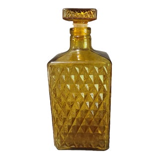 Vintage Mid Century Modern Retro Amber Glass Liquor Decanter, Made in Japan For Sale