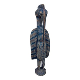 Antique Senufo Hornbill Sculpture (Porpianong), Côte D’Ivoire – 40” Tall For Sale