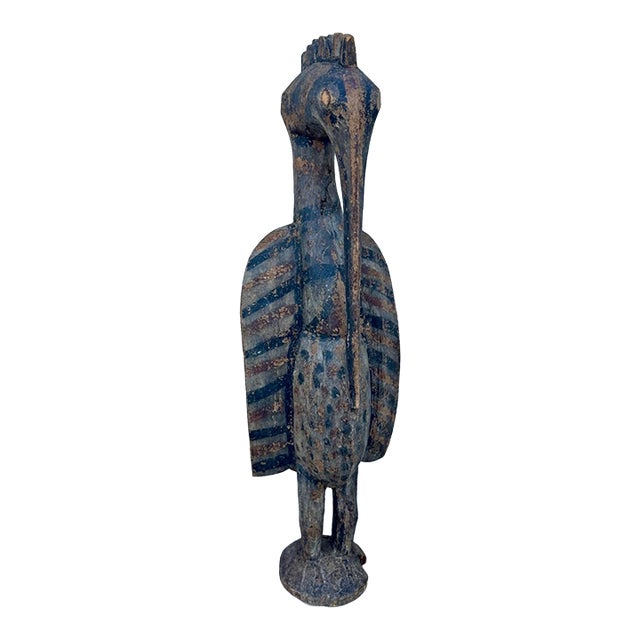 Antique Senufo Hornbill Sculpture (Porpianong), Côte D’Ivoire – 40” Tall For Sale