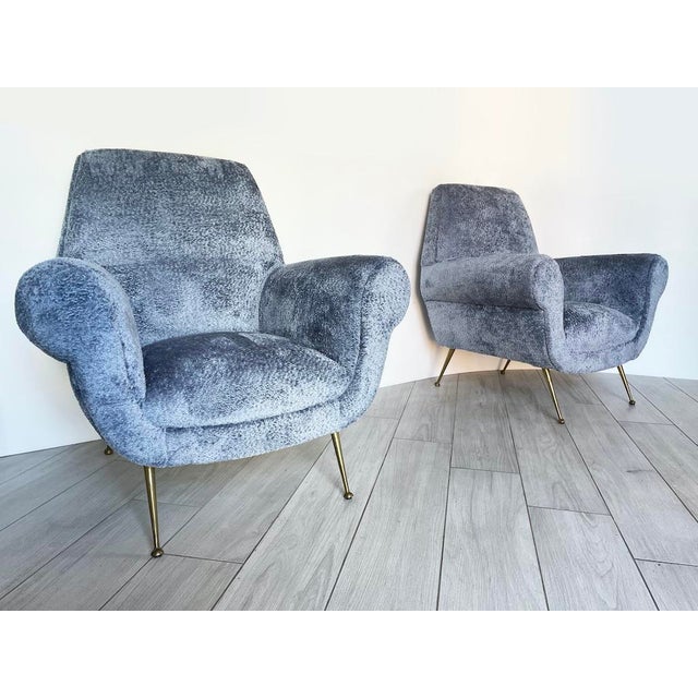 Mid-Century Modern Vintage Grey Lounge Chairs, 1950s, Set of 2 For Sale - Image 3 of 12