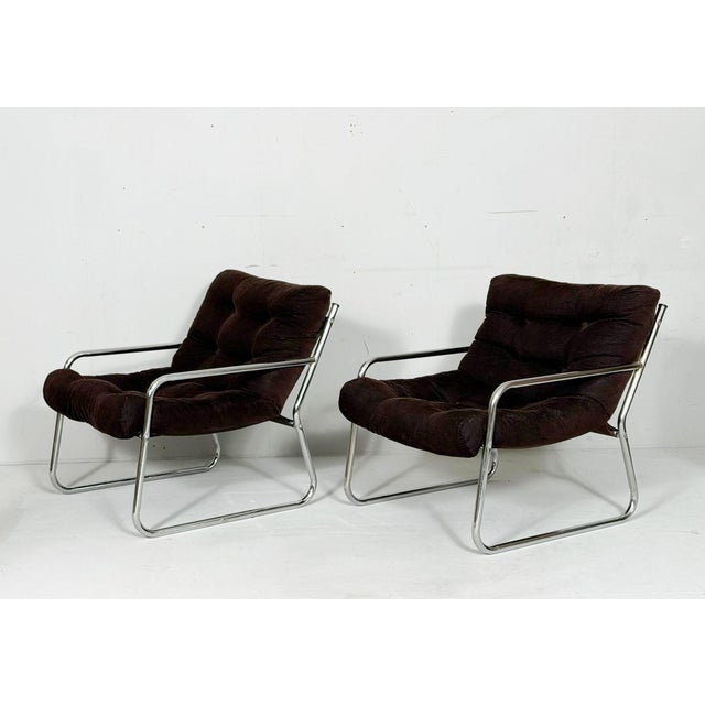 Brown Space Age Cantilever Easy Chairs by Gillis Lundgren, 1970s, Set of 2 For Sale - Image 8 of 15