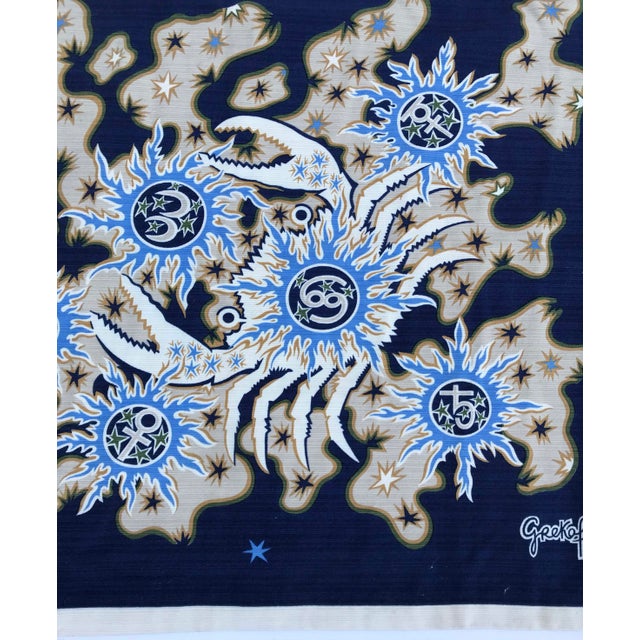 Signed Zodiac Cancer Grekoff tapestry handwoven in Wool and Cotton. The piece is from the 1960 and comes from France....