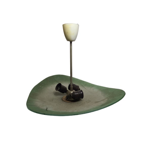 Forest Green Postmodern Chandelier in Brass and Glass, Poland, 1970s For Sale - Image 8 of 10