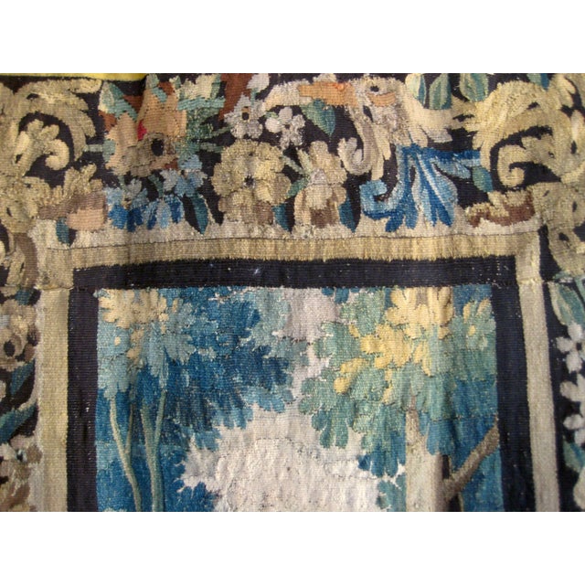 Green Aubusson Verdure With Rabbits Tapestry Early 1700 Hundreds For Sale - Image 8 of 13