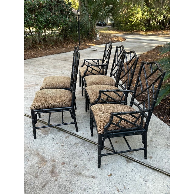 Set of 6 Tommy Bahama Home Island Escape Ceylon dining chairs with upholstered seats. Nice size, very comfortable for men....