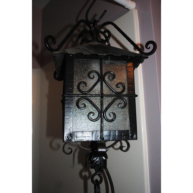 Spanish Revival Wrought Iron Black Metal Outdoor Porch Light Fixture