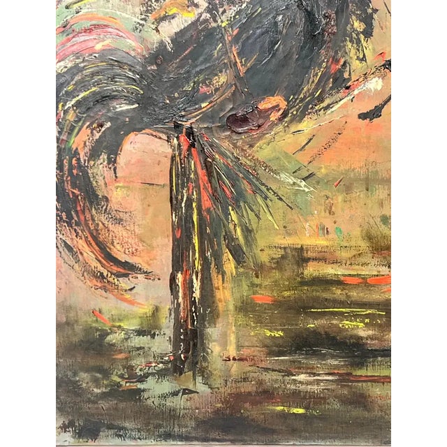 1980s Alice Marcus " the Cockfight " Oil Painting on Canvas , Signed & Framed 1981 For Sale - Image 5 of 12