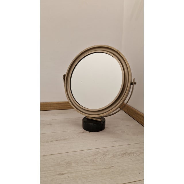 Mid-Century Modern Vintage Narciso Table Mirror with Black Marble Base by Sergio Mazza for Artemide For Sale - Image 3 of 12