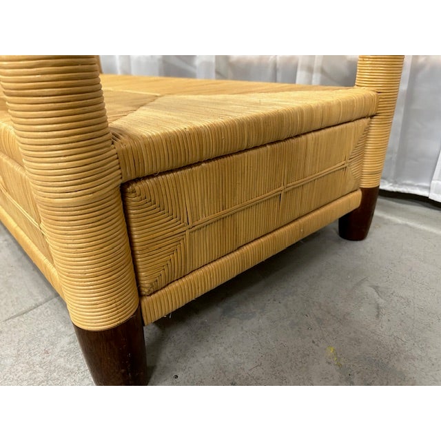 20th Century Donghia Style Woven Rush Wicker Merbau Coffee Table For Sale - Image 10 of 12