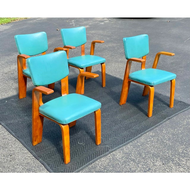 Offered is a set of vintage Mid-Century Modern bent plywood armchairs likely produced in the 1950’s and manufactured by...