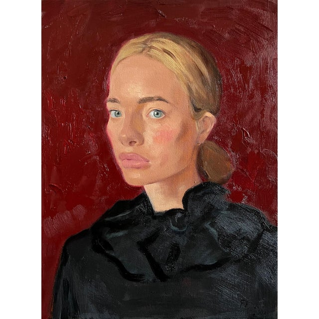 Black Elina Arbidane, Portrait of Woman, 2022, Oil on Canvas For Sale - Image 8 of 8
