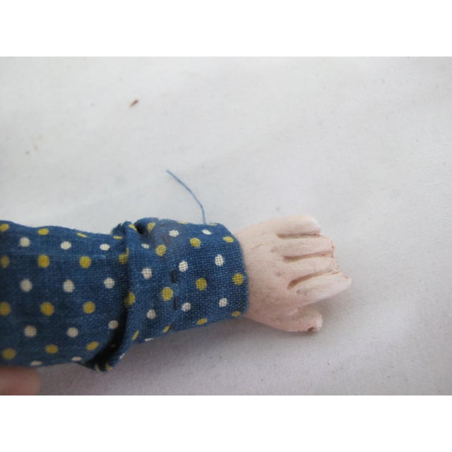 Antique German Colonial China Head Leather & Bisque Blonde Hair Blue Eye Doll For Sale In Portland, OR - Image 6 of 12