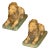 Pair of 19th Century French Faience Glazed Ceramic Recumbent Lions For Sale