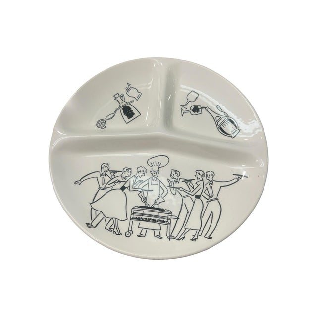 Ceramic Vintage Set of 4 Royal China Company Mid Century Modern Divide BBQ Ceramic Plates Barbecue 1950s For Sale - Image 7 of 7