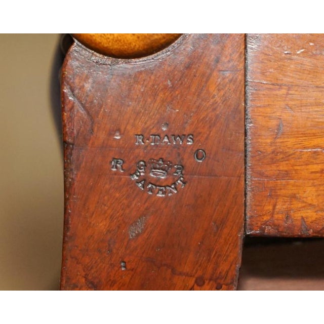 Antique Napoleonic Hardwood and Blue Leather Reclining Library Armchair by Robert Daws, 1830s For Sale - Image 10 of 18
