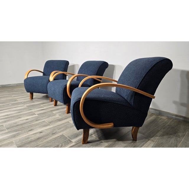 Lounge Chairs by Jindrich Halabala, 1940s, Set of 3 For Sale - Image 9 of 15
