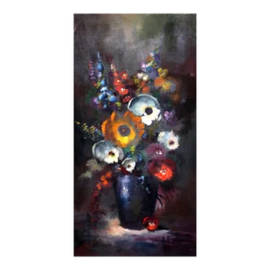 Still LIfe of Flowers in Cobalt Blue Vase, Painting