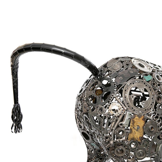 Premium Handcrafted Recycled Metal Bull Sculpture | 92" X 57" | One of a Kind For Sale - Image 9 of 14