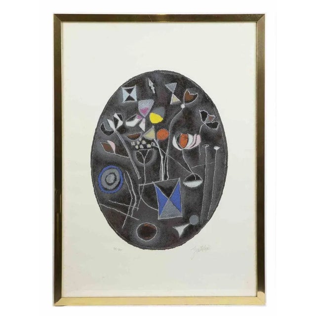 Franco Gentilini, Abstract Flowers, Lithograph, 1970s, Framed For Sale - Image 4 of 4