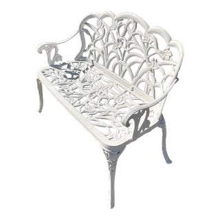 Vintage Coastal Cast Aluminum Settee For Sale