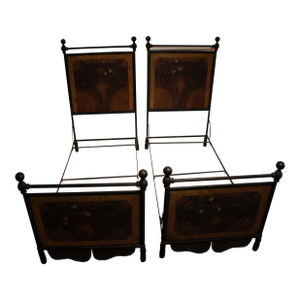 Pair of Napoleon III Period 3rd Quarter 19th Century French Tole & Iron Single Beds