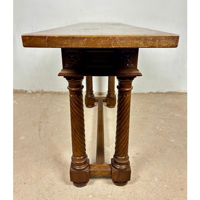 Spanish Walnut Console Table with Barley Twist Legs, 1940s For Sale - Image 10 of 16