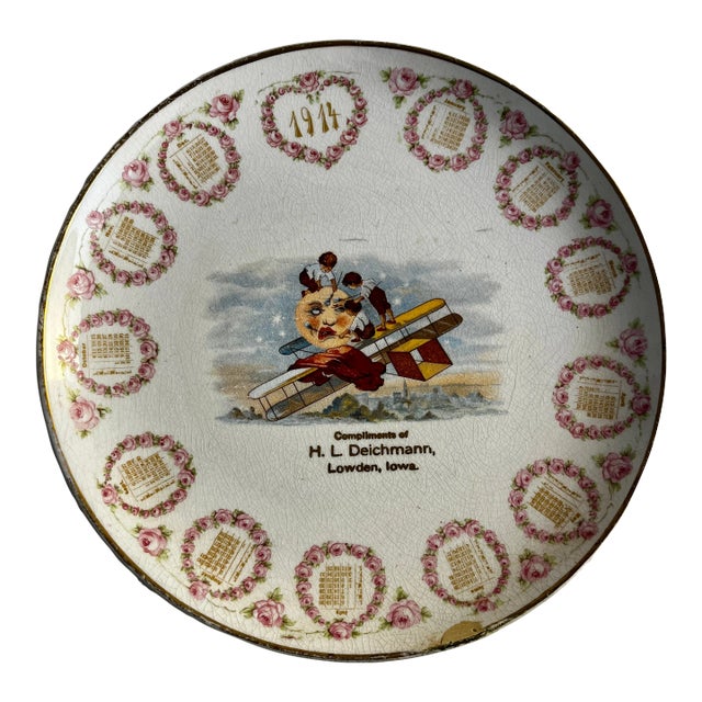 Antique 1914 Moon Calendar Plate For Sale