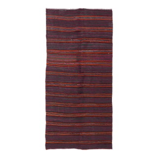 Vintage Striped Decorative Kilim Rug - 4`6" X 9`10" For Sale