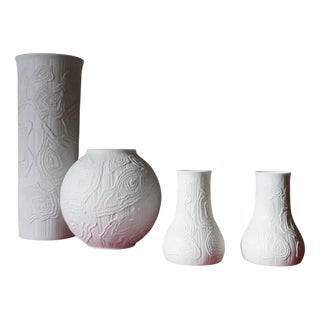Vintage German Vases in Biscuit Porcelain from AK Kaiser, 1960s, Set of 4 For Sale