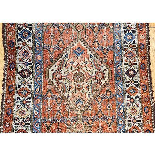 Antique Persian Malayer Runner Rug, Hand-Knotted Wool, Geometric Pattern, 3x16, Terracotta & Ivory For Sale In Chicago - Image 6 of 18