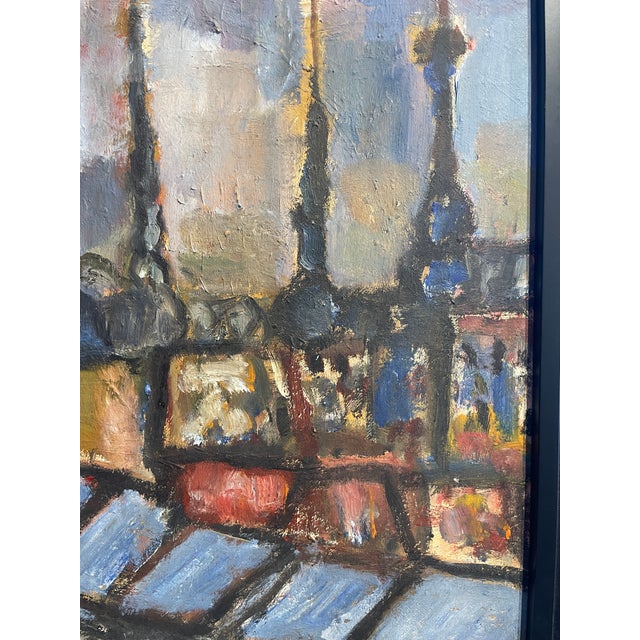 Sky Blue 1960s Coit Tower San Francisco Painting by Frank Koci For Sale - Image 8 of 9