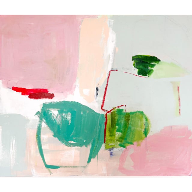 "Faded Tulips" Contemporary Original Modern Abstract Mixed-Media Painting by Genevieve Allen For Sale